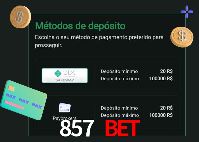 O cassino 857 Bet oferece uma grande variedade de métodos de pagamento